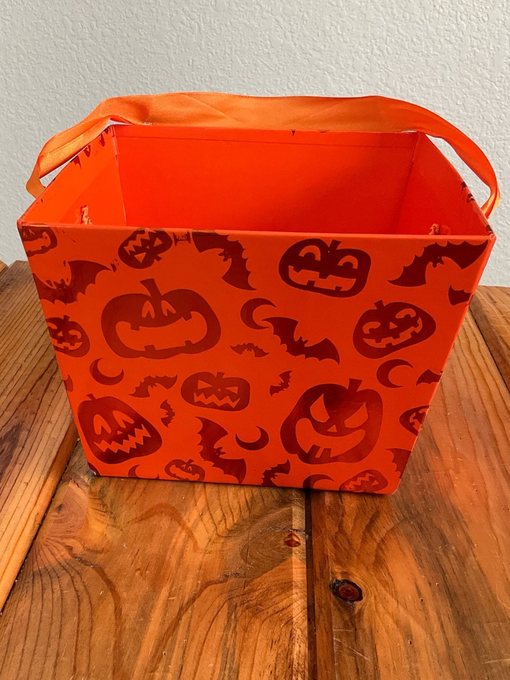 Halloween Orange Pumpkin Pattern Storage Bin with Carry Handle